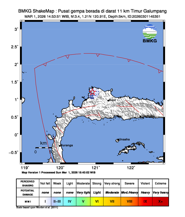 Gempa Magnitudo 3.4, 11km dari Timur Galumpang