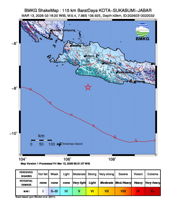 Peta gempa 115 km BaratDaya KOTA-SUKABUMI-JABAR