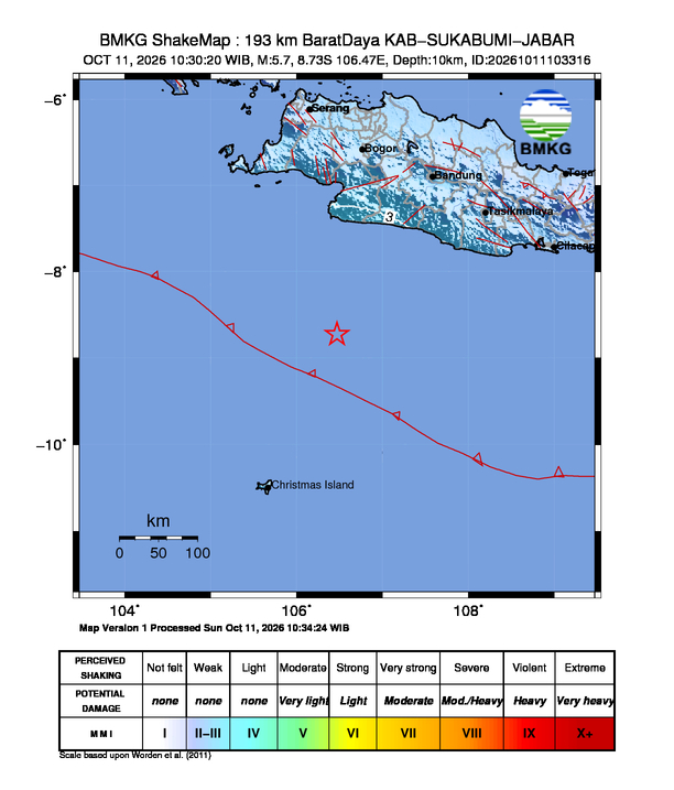 Peta gempa 193 km BaratDaya KAB-SUKABUMI-JABAR